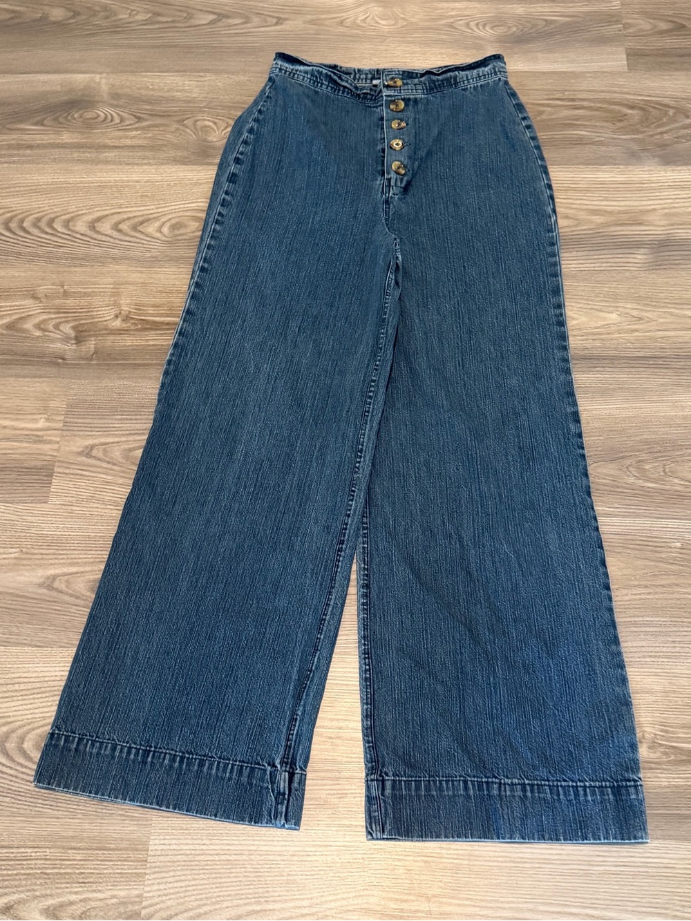 The Odells Sydney Button Front Ultra High Rise Wide Leg Denim Jean size 6